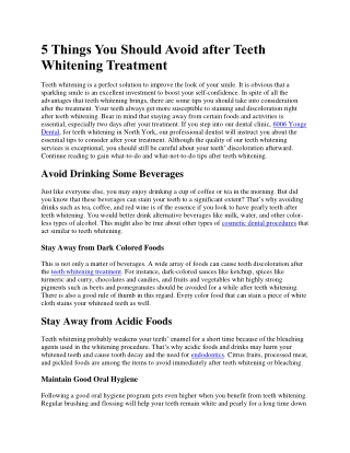 5 Things You Should Avoid after Teeth Whitening Treatment