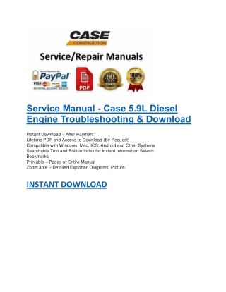 Service Manual - Case 5.9L Diesel Engine Troubleshooting & Download