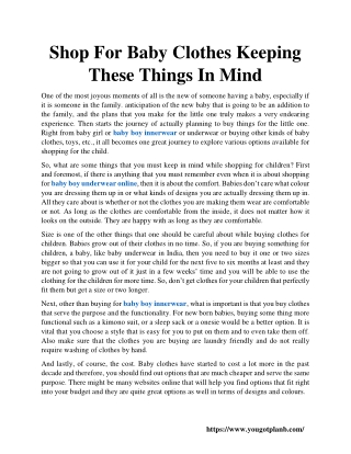 Shop For Baby Clothes Keeping These Things In Mind