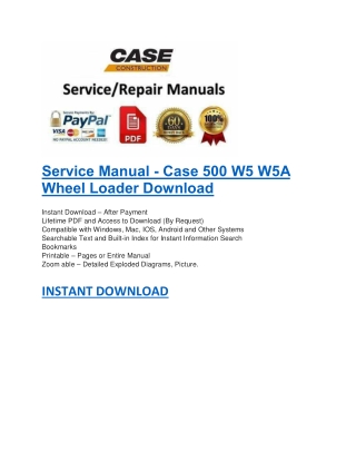 Service Manual - Case 500 W5 W5A Wheel Loader