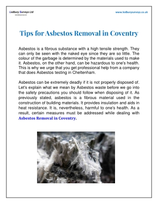 Tips for Asbestos Removal in Coventry