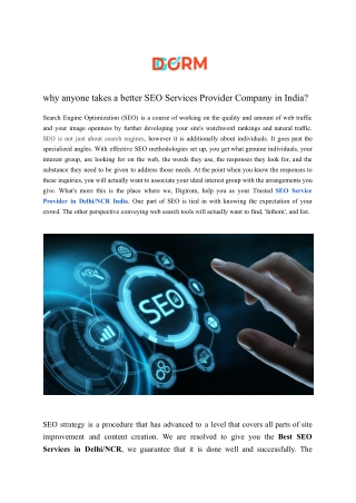 why anyone takes a better SEO Services Provider Company in India
