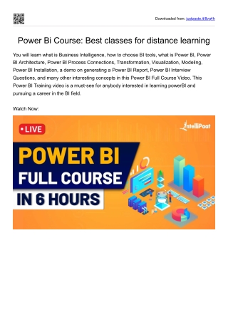 Power Bi Course: Best classes for distance learning