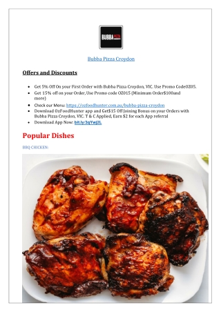 10% off - Bubba Pizza Takeaway Menu Croydon,VIC
