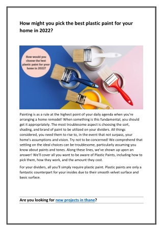 How might you pick the best plastic paint for your home in 2022