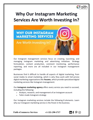 Why Our Instagram Marketing Services Are Worth Investing In