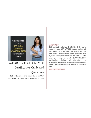 Latest Questions and Exam Guide for SAP ARCON C_ARCON_2108 Certification Exam