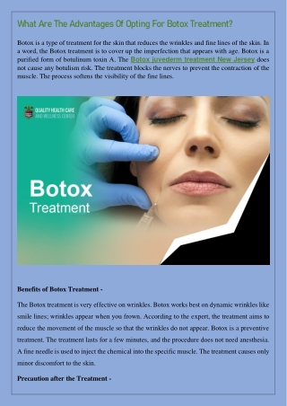 What Are The Advantages Of Opting For Botox Treatment