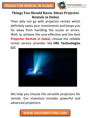 Things You Should Know About Projector Rentals in Dubai