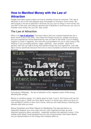 How to Manifest Money with the Law of Attraction