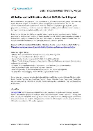 Global Industrial Filtration Industry Forecasts Report Analysis