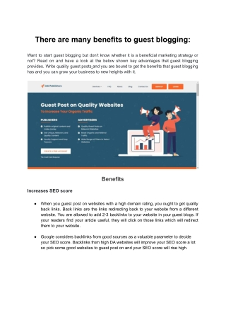 There are many benefits to guest blogging:
