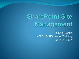 SharePoint Site Management