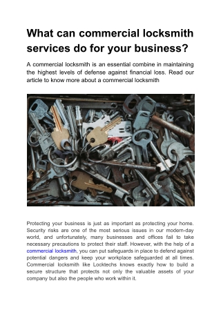 What can commercial locksmith services do for your business