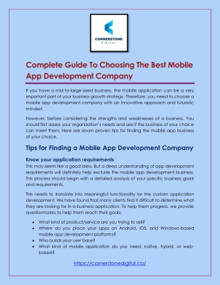 Complete Guide To Choosing The Best Mobile App Development Company