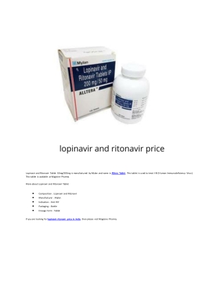 lopinavir ritonavir price in India