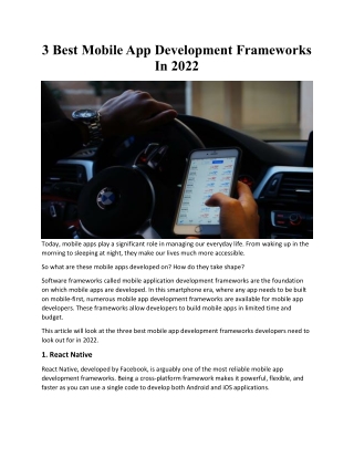 3 Best Mobile App Development Frameworks In 2022