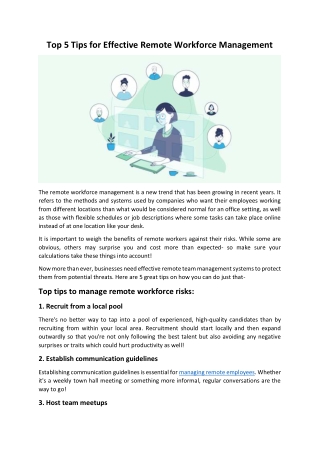 Top 5 Tips for Effective Remote Workforce Management
