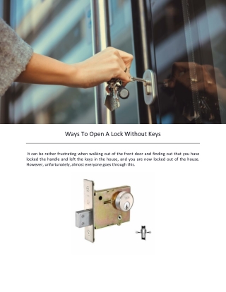 Ways To Open A Lock Without Keys