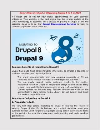 Know Steps Involved in Migrating Drupal 8 to 9 in 2022