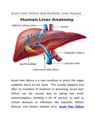 Acute Liver Failure And Alcoholic Liver Disease