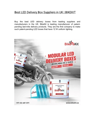 Best LED Delivery Box Suppliers in UK | BIKEKIT