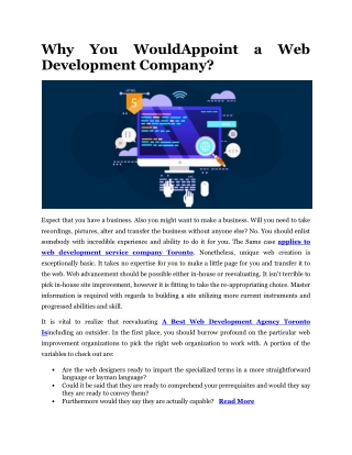 Why You Would Appoint a Web Development Company
