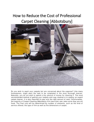 How to Reduce the Cost of Professional Carpet Cleaning - Abbotsbury