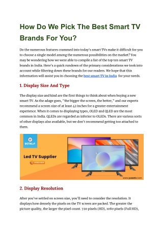 How Do We Pick The Best Smart TV Brands For You