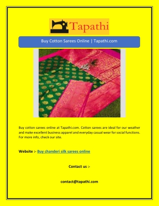 Buy Cotton Sarees Online | Tapathi.com