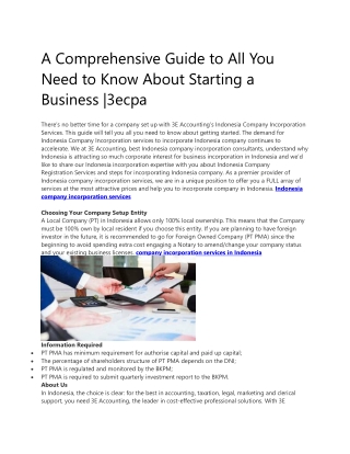 A Comprehensive Guide to All You Need to Know About Starting a Business 3ecpa
