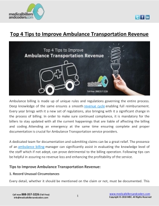 Top 4 Tips to Improve Ambulance Transportation Revenue