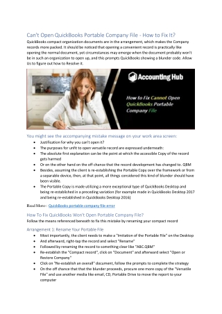 Fixed : QuickBooks Portable Company File Error