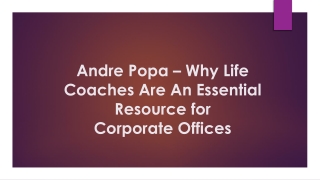 Andre Popa – Why Life Coaches Are An Essential Resource for Corporate Offices
