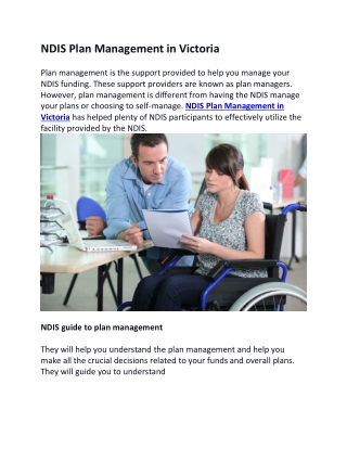 NDIS Plan Management in Victoria