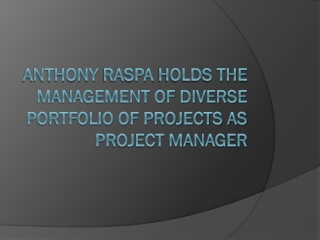 Anthony Raspa Holds the Management of Diverse Portfolio of Projects as Project Manager