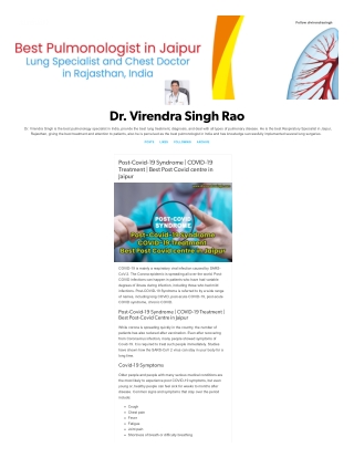 Post-Covid-19 Syndrome  COVID-19 Treatment  Best Post Covid centre in Jaipur