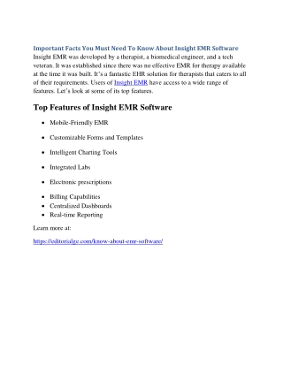 Important Facts You Must Need To Know About Insight EMR Software