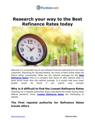 Research your way to the Best Refinance Rates today - Pureloan.com