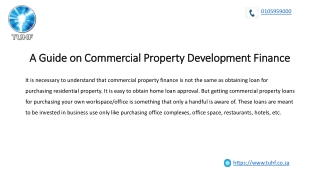 A Guide on Commercial Property Development Finance