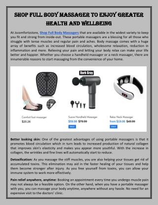 Shop Full Body Massagers - Jscomfortzstore