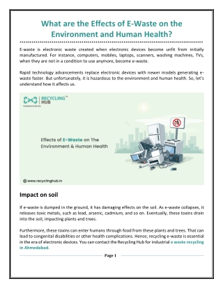 What are the Effects of E-Waste on the Environment and Human Health