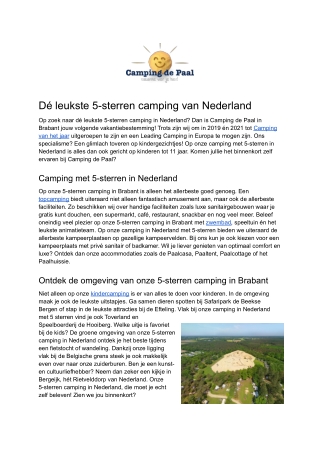 5-sterren camping Nederland | Camping de Paal