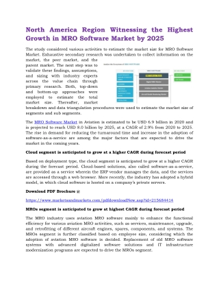 North America Region Witnessing the Highest Growth in MRO Software Market by 2025