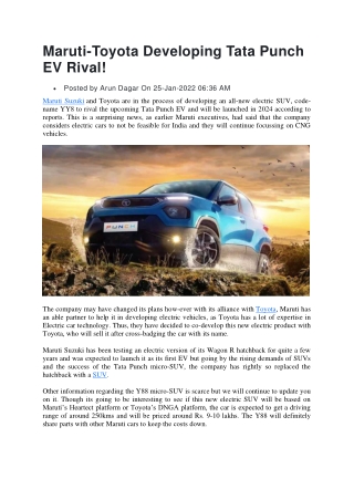 Maruti-Toyota Developing Tata Punch EV Rival!