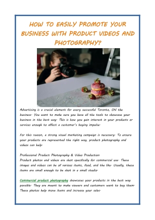 HOW TO EASILY PROMOTE YOUR BUSINESS WITH PRODUCT VIDEOS AND PHOTOGRAPHY
