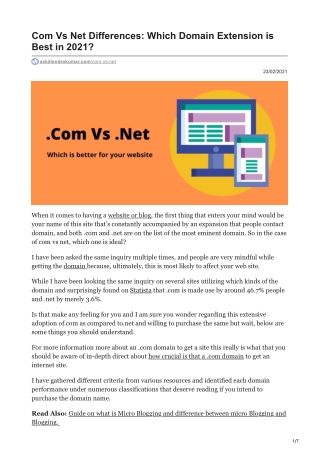 Com Vs Net Differences Which Domain Extension is Best in 2021