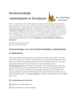https://www.delindenberg.nl/kindvriendelijk-vakantiepark-overijssel  Bent u o