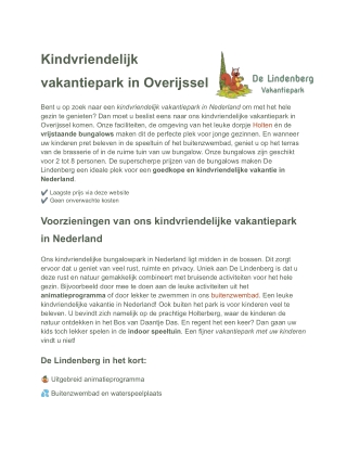 https://www.delindenberg.nl/kindvriendelijk-vakantiepark-overijssel  Bent u o