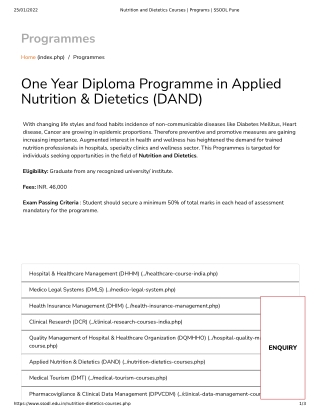 Nutrition and Dietetics Courses _ Programs _ SSODL Pune